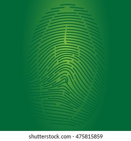 Fingerprint on a green background.