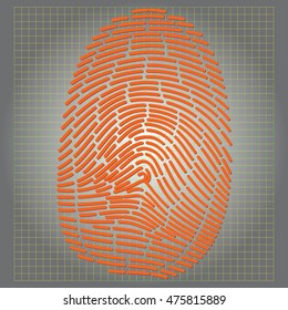 Fingerprint on a grid background scanning.