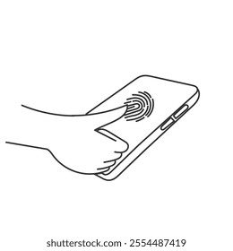 fingerprint on mobile phone in doodle