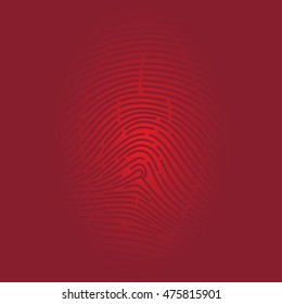 Fingerprint on a red background.