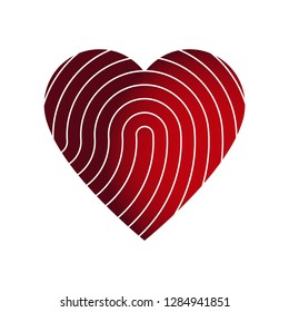 A fingerprint on the red heart. Vector illustration