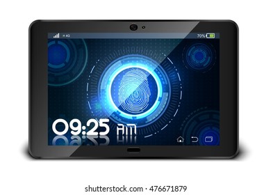 Fingerprint on tablet isolated on white background .Vector illustration 