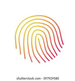 fingerprint on white background. Icon for mobile phone in flat style. Identification of individuals by fingerprints. Vector illustration