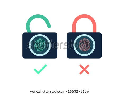 Fingerprint with open and close lock,personal protect, secutiry icon,Fingerprint password,vector illustration