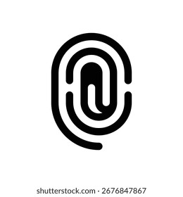 Huella digital. Icono de Vector de trazo delineado con detalles rellenos de negro.