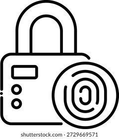 Fingerprint Padlock Icon for Biometric Security