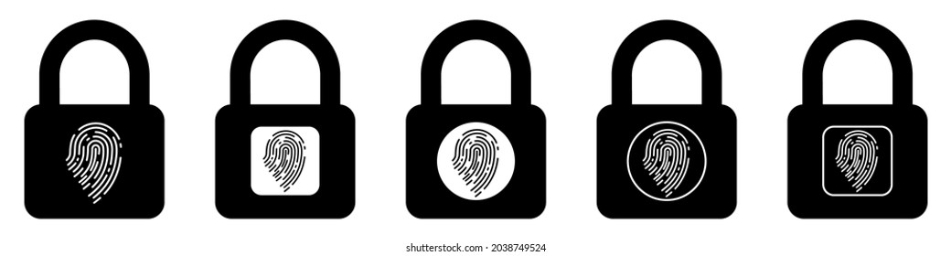Icono de candado de huellas digitales. Icono de digitalización. Icono de concepto de seguridad. Ilustración del vector