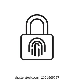Fingerprint Padlock Outline Icon Vector Illustrator