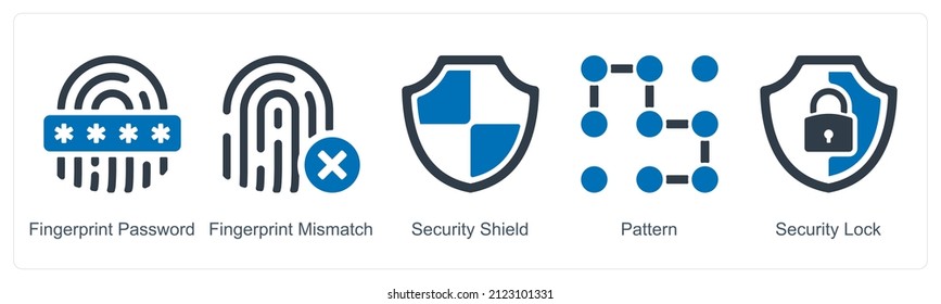 Fingerprint Password And Fingerprint Mismatch Icon Concept