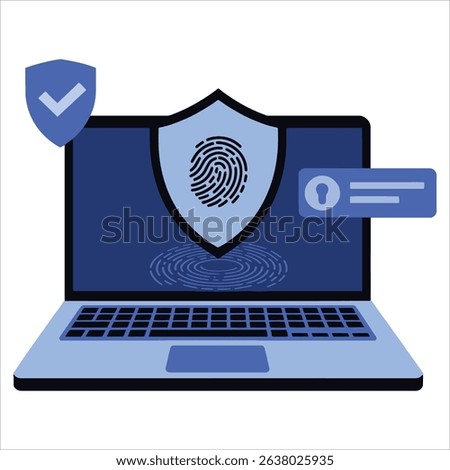 Fingerprint password vector with security icons. Perfect for touch ID, login screens, and cyber safety designs.