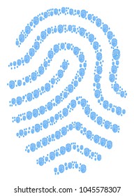 Fingerprint pattern combined in the shape of fingerprint icons. Vector iconized collage combined from simple icons.