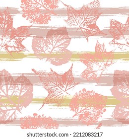 Fingerprint pattern from the of leaves painted in watercolor. Seamless pattern, colorful background. Leaves background.