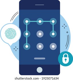 Huellas digitales y inicio de sesión de Patrón en el teléfono móvil.