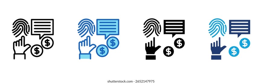 Icono de pago de huellas dactilares Multi Style Ilustración vectorial