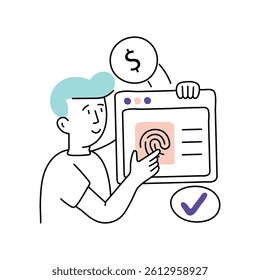 Fingerprint Payment vector Style illustration