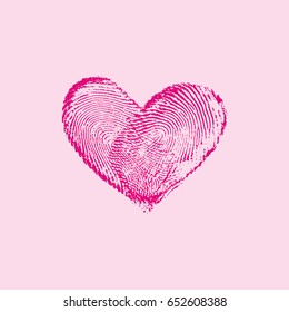 Fingerprint Pink Heart III - vector isolated love symbol for save the date, marriage and wedding invitation