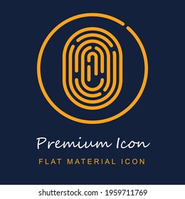 Fingerprint premium material ui ux isolated vector icon in navy blue and orange colors