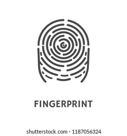 Fingerprint print of finger identification and recognition, verification of person poster with text vector. Thumbprint and fingermark dactylogram