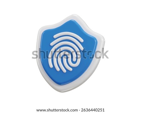 Fingerprint with protect shield icon 3d render concept of cyber secure icon Digital security authentication finger scan for authorization identity 3d fingerprint scanning icon