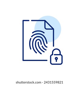 Fingerprint protected file. Pixel perfect, editable stroke icon