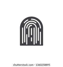 Fingerprint protection vector icon. filled flat sign for mobile concept and web design. Finger print glyph icon. Cyber Secure identification symbol, logo illustration. Pixel perfect vector graphics