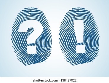 Fingerprint with question and exclamation mark - Vector
