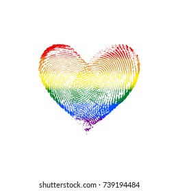 Fingerprint Rainbow Flag Heart LGBT I - vector love symbol marriage and wedding invitation