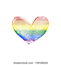 Fingerprint Rainbow Flag Heart LGBT II - vector love symbol marriage and wedding invitation
