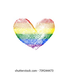 Fingerprint Rainbow Flag Heart LGBT VII - vector love symbol marriage and wedding invitation