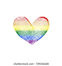 Fingerprint Rainbow Flag Heart LGBT VIII - vector love symbol marriage and wedding invitation