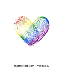 Fingerprint Rainbow Flag Heart LGBT Diagonal (left to right) X - vector love symbol marriage and wedding invitation