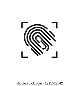 Fingerprint Recognition Line Icon. Fingerprint Scanner, Biometric Verification, Identification. Biometrics Concept. Vector Illustration Can Be Used For Topics Like Technology, Investigation, Security