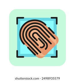 Icono de línea de reconocimiento de huellas dactilares. Escáner de huellas dactilares, verificación biométrica, Identificación. Concepto biométrico. La Ilustración vectorial se puede utilizar para temas como tecnología, investigación, seguridad