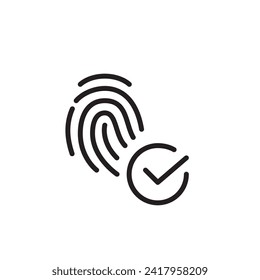 Se ha pasado el reconocimiento de huellas digitales. Icono de trazo de píxeles perfecto, modificable