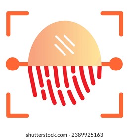 Icono plano del sensor de reconocimiento de huellas dactilares. Enfoque con los iconos de color del sensor de huellas digitales en un estilo plano moderno. Diseño de estilo de gradiente de autenticación, diseñado para web y aplicación. Eps 10