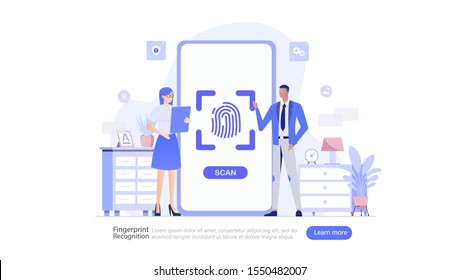 Fingerprint Recognition Technology Vector Illustration Concept , Suitable for web landing page, ui, mobile app, editorial design, flyer, banner, and other related occasion