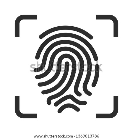 Fingerprint recognition vector icon isolated on white background