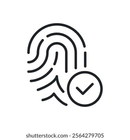 Fingerprint recognize thin line icons. Perfect pixel on transparent background