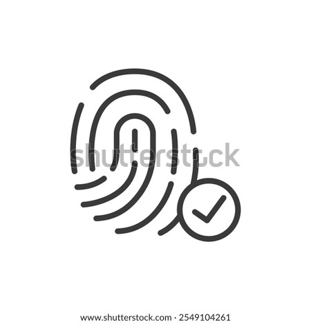 Fingerprint recognized, icon in line design. Fingerprint, recognized, identification, biometric, security, scan, access on white background vector. Fingerprint recognized editable stroke icon
