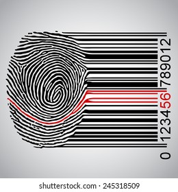 Fingerprint and a red line, vector