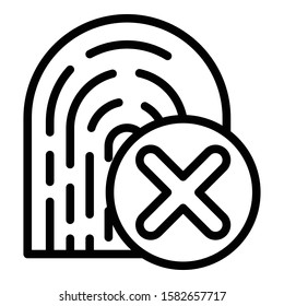 Fingerprint rejected icon. Outline fingerprint rejected vector icon for web design isolated on white background