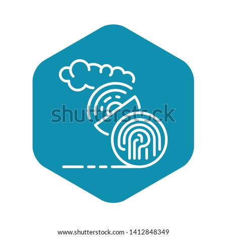 Fingerprint satellite signal icon. Outline fingerprint satellite signal vector icon for web design isolated on white background