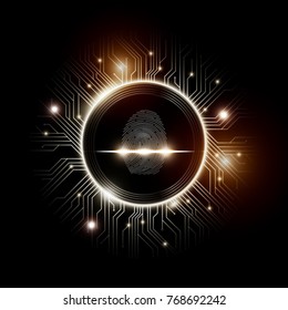 Fingerprint scan with abstract Futuristic Technology Background, Security system concept, vector illustration