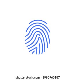 Icono de logotipo biométrico de la aplicación de digitalización de huellas digitales. Finger ID teléfono móvil abstracto único táctil vectorial