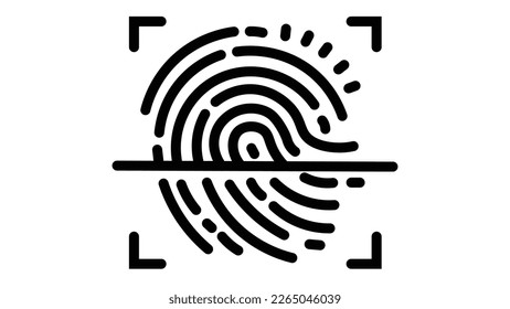 Fingerprint scan app icon for recognize people. Flat vector graphic.