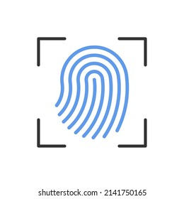 Icono de vector azul y negro de la huella dactilar