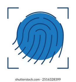 Escaneo de huellas dactilares Iconos de trazo editables azules. Tecnología De Seguridad Cibernética, Phishing, Hacking, Delincuencia Cibernética, Seguridad, Troyano, Protección De Dispositivos, Ilustración vectorial De Privacidad.