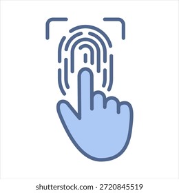 Blaues Symbol für Fingerabdruck-Scan, Vektorgrafik