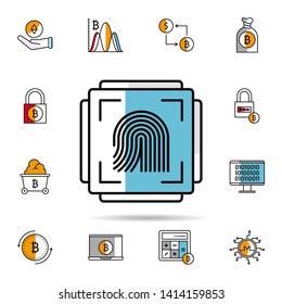 fingerprint, scan, cryptocurrency, secutiry icon. Universal set of cryptocurrency for website design and development, app development