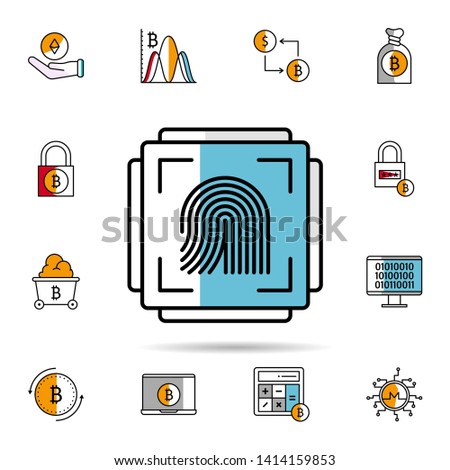 fingerprint, scan, cryptocurrency, secutiry icon. Universal set of cryptocurrency for website design and development, app development